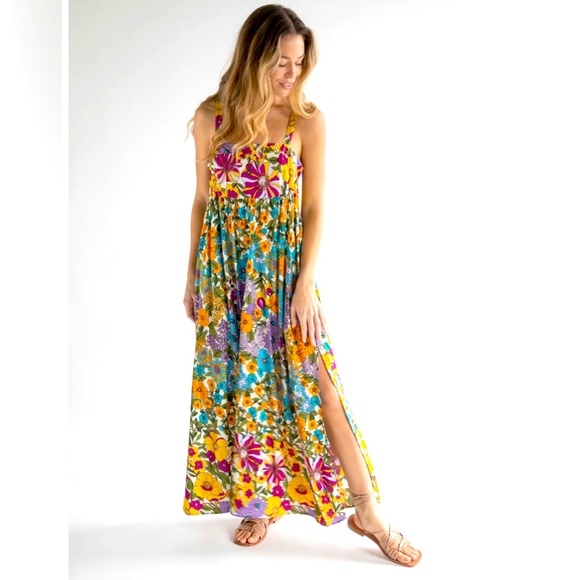NATURAL LIFE Size XS Patti Side Slit Maxi Floral Dress with Straps - Picture 3 of 14